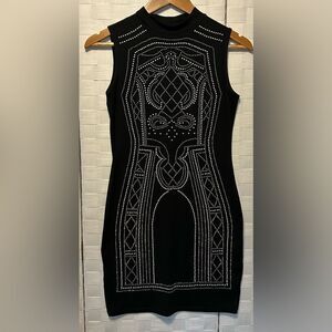 Say What Black Studded Dress Sleeveless Bodycon Sheath Size Small